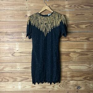 Chic Black and Gold Mini Dress